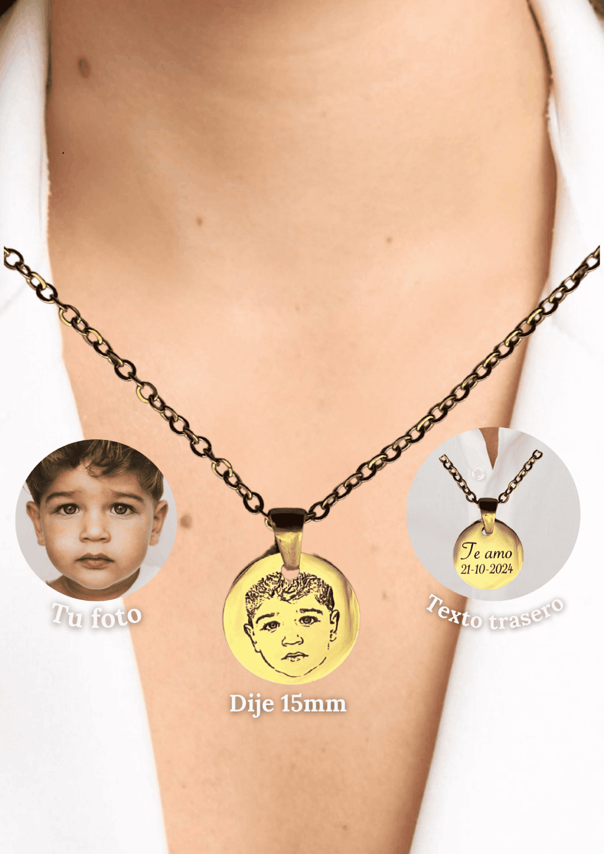 Collar redondo 15mm Personalizado con Fotografía