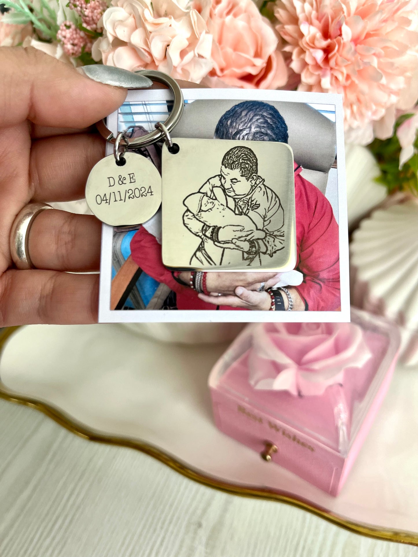 Llavero cuadrado doble personalizado