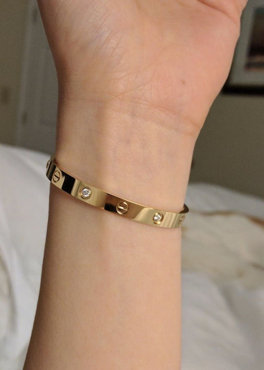 Pulsera Dorada Cartier Love circonios ✨