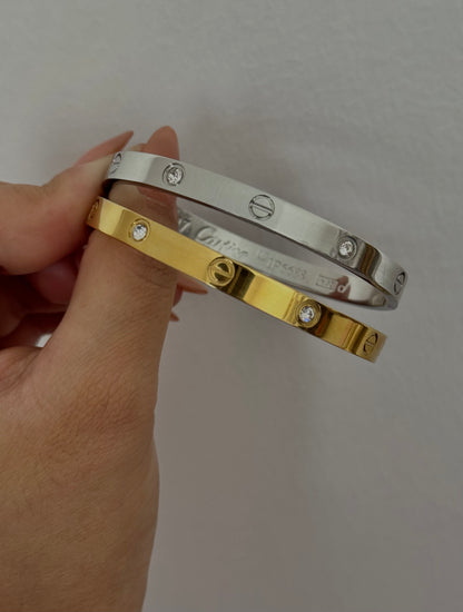 Pulsera Dorada Cartier Love circonios ✨